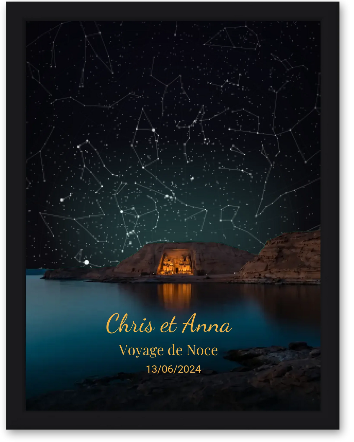 Carte du ciel étoilé Abu Simbel personnalisée à votre date