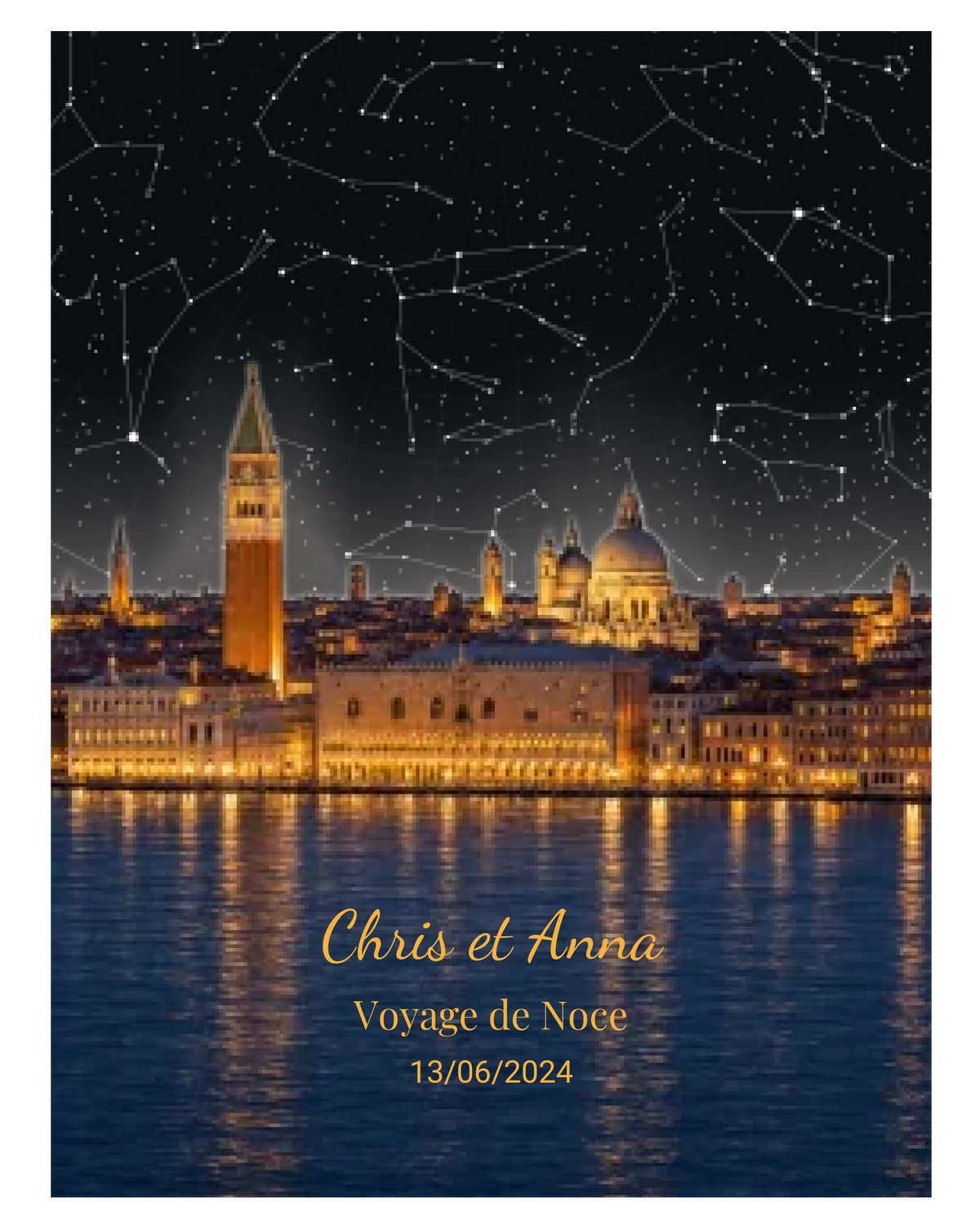 Carte du ciel étoilé lagune de Venise à votre date