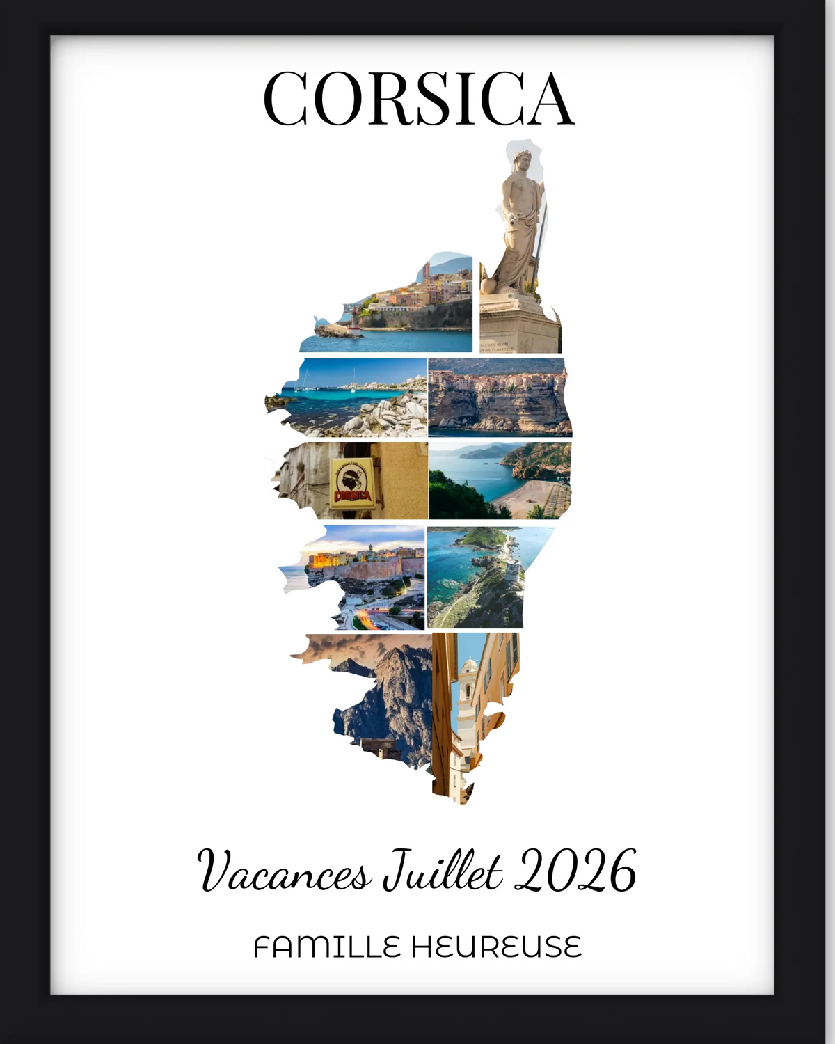 Affiche souvenir vacances personnalisée-Corse-10 photos