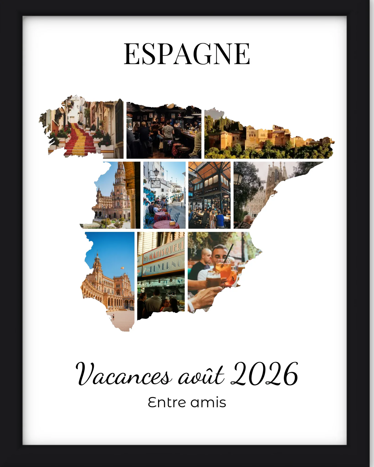 Affiche souvenir vacances personnalisée-Espagne-10 photos