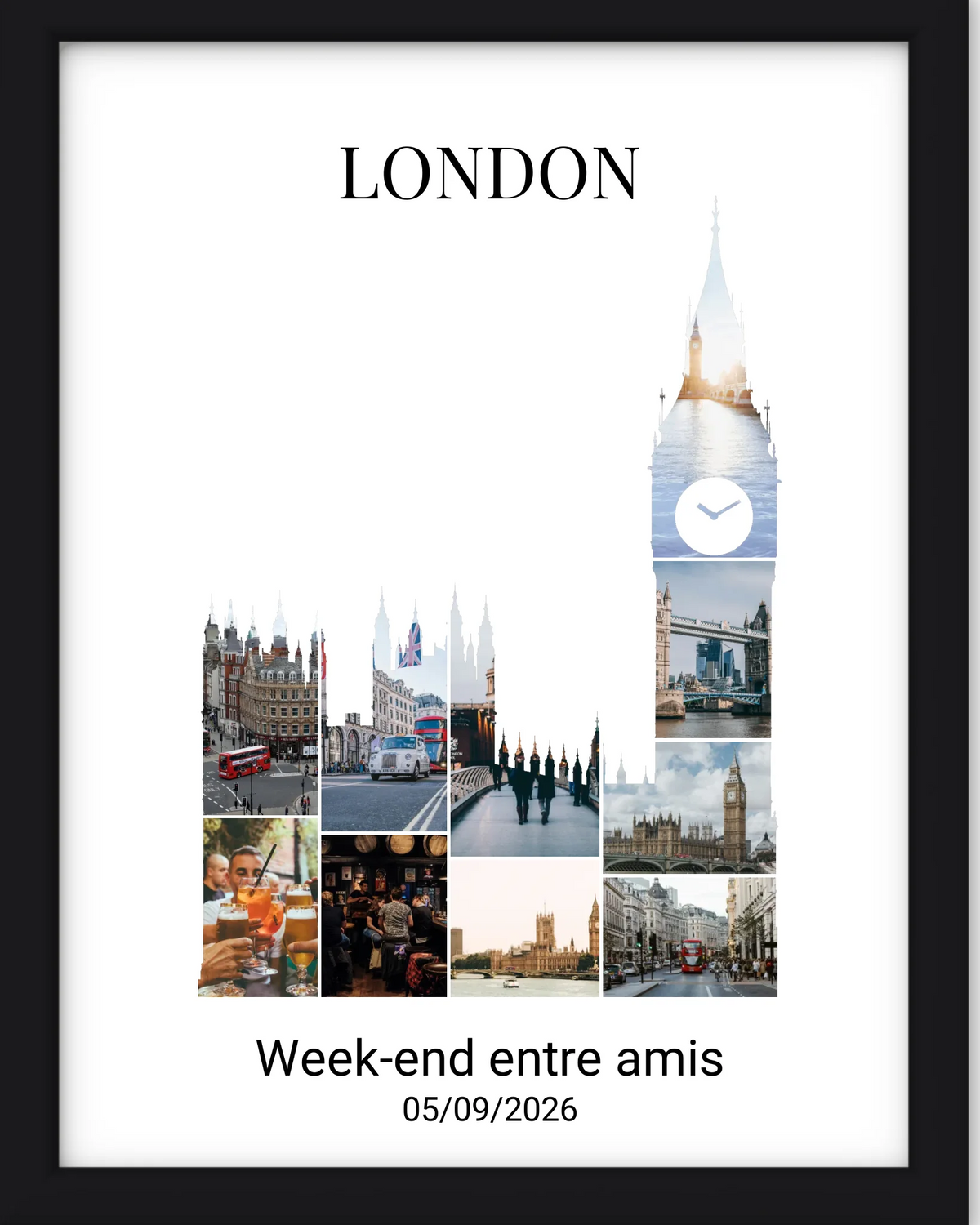 Affiche souvenir vacances personnalisée-Londres-10 photos