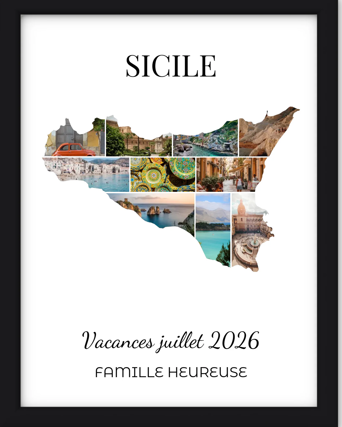 Affiche souvenir vacances personnalisée-Sicile-10 photos