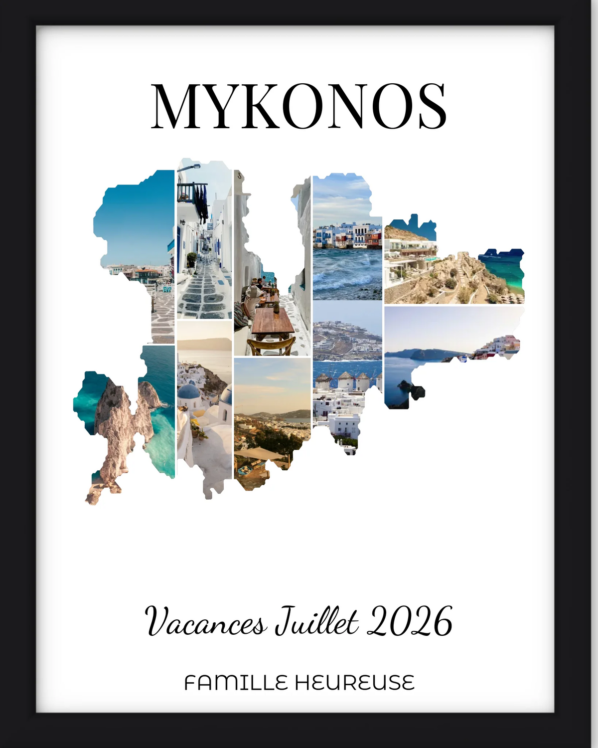 Affiche souvenir vacances personnalisée-Mykonos-10 photos