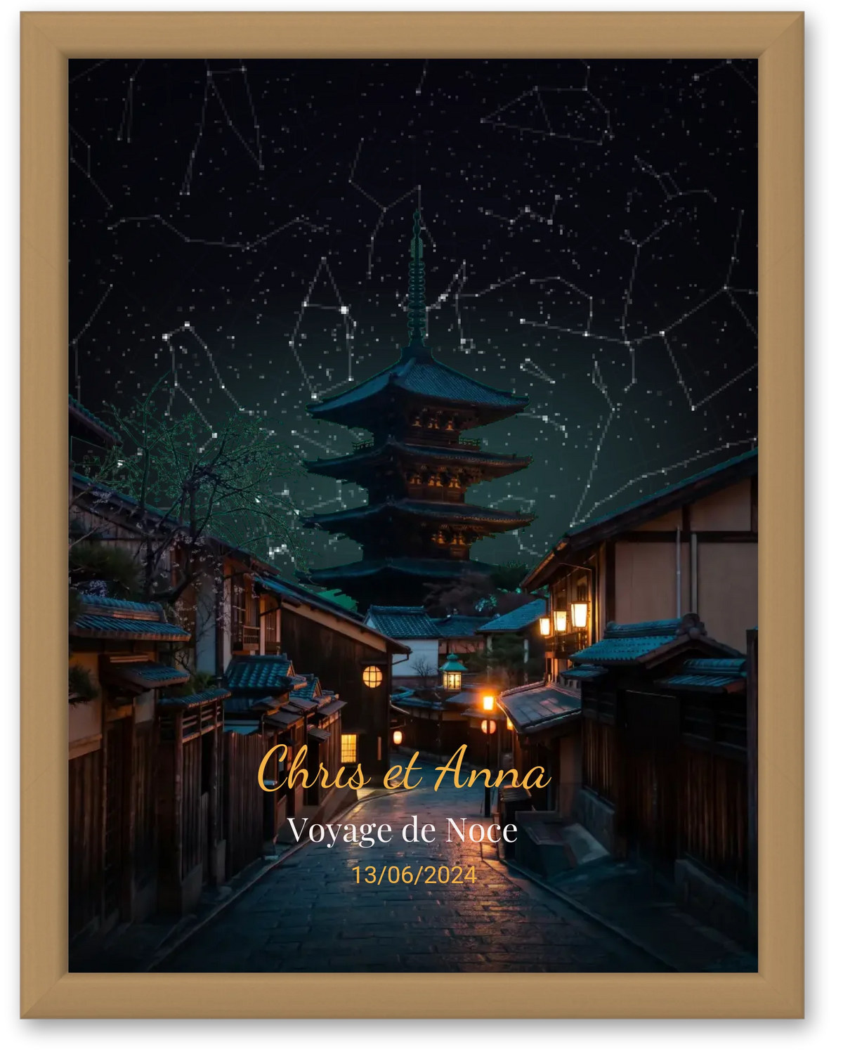 Carte du ciel  étoilé Kyoto personnalisée à votre date
