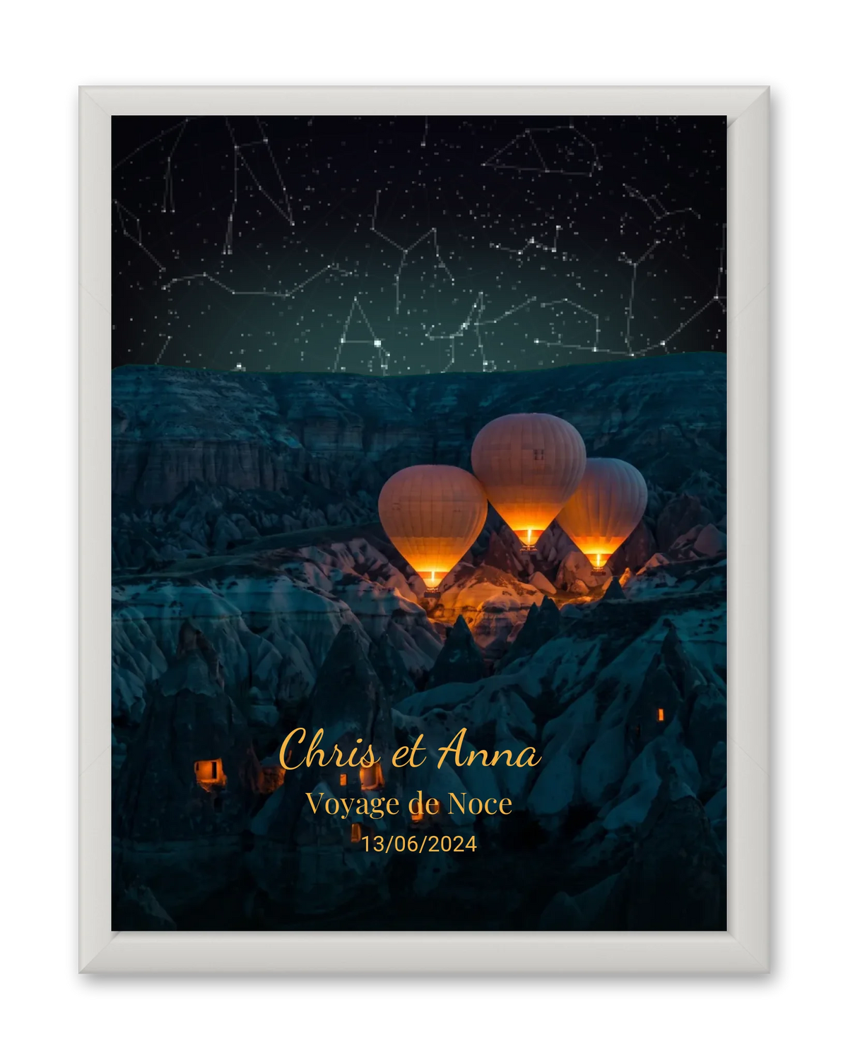 Carte du ciel  étoilé Cappadoce personnalisée à votre date