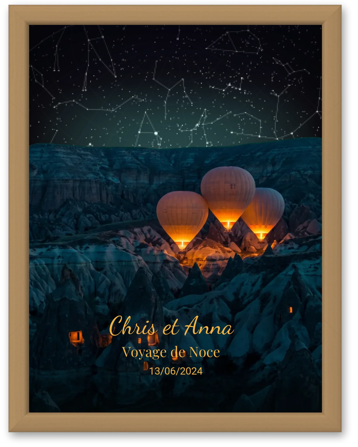 Carte du ciel  étoilé Cappadoce personnalisée à votre date