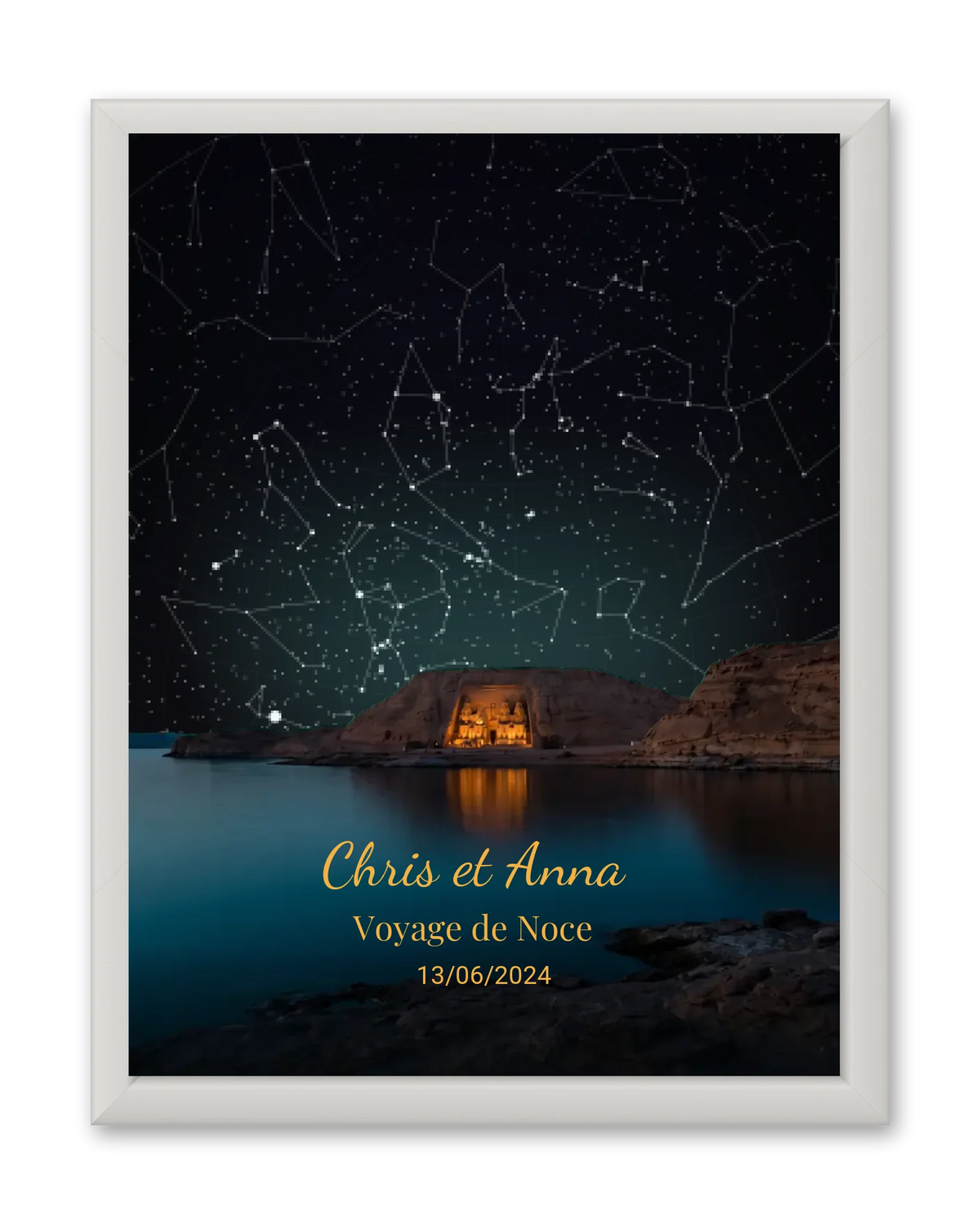 Carte du ciel  étoilé Abu Simbel personnalisée à votre date