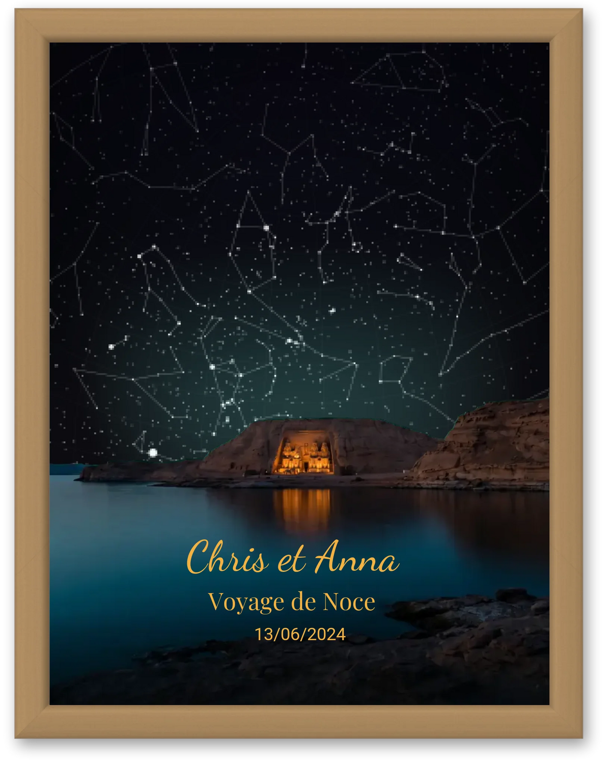 Carte du ciel  étoilé Abu Simbel personnalisée à votre date