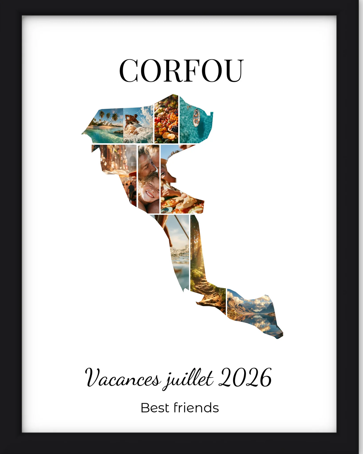 Affiche souvenir vacances personnalisée-Corfou-10 photos
