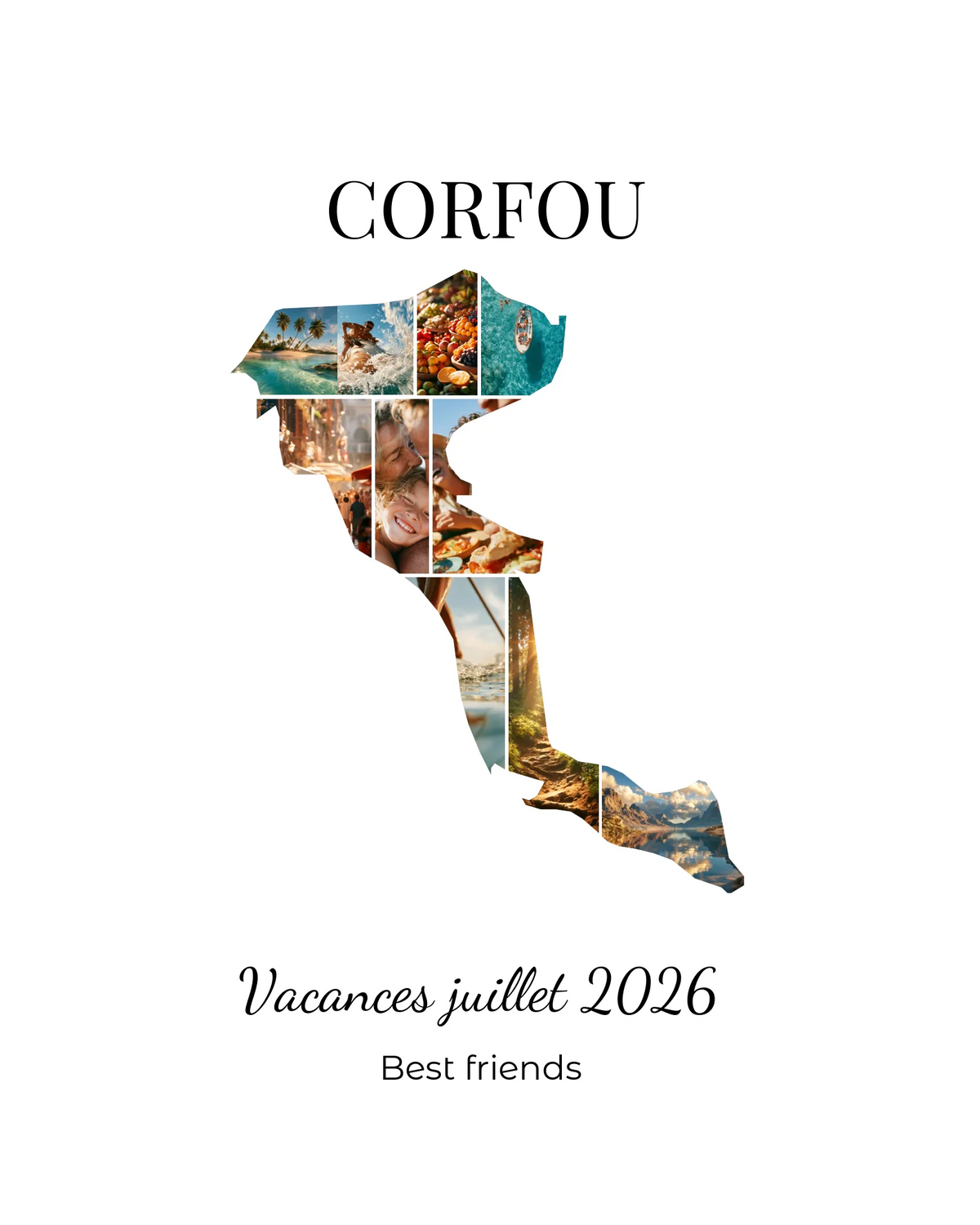 Affiche souvenir vacances personnalisée-Corfou-10 photos