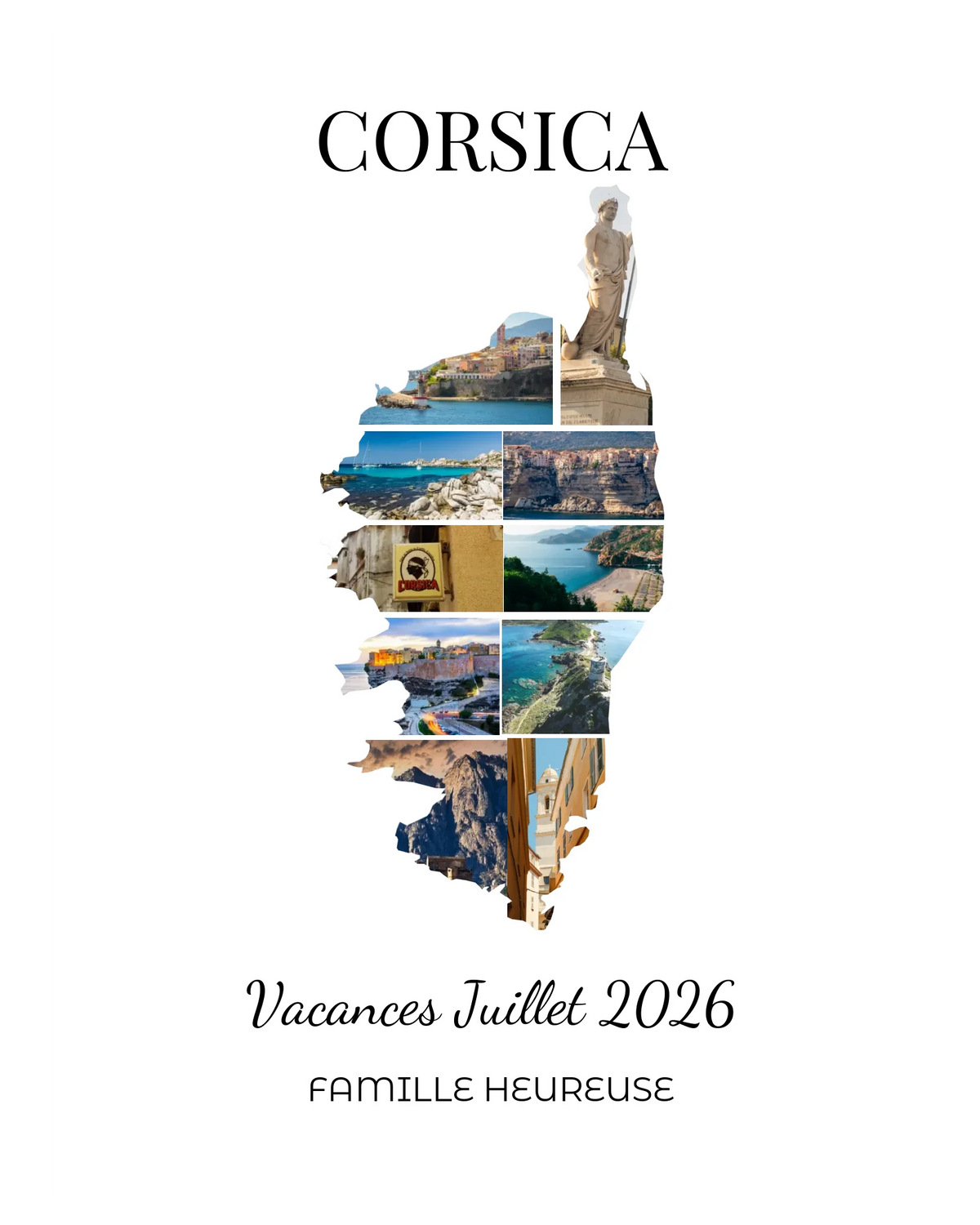 Affiche souvenir vacances personnalisée-Corse-10 photos