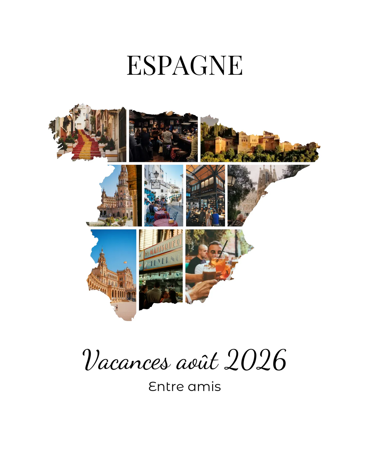 Affiche souvenir vacances personnalisée-Espagne-10 photos
