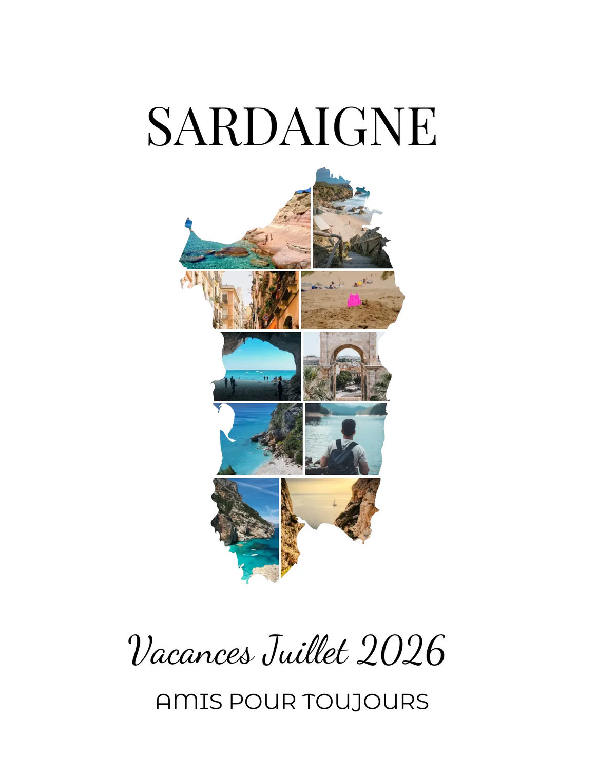 Affiche souvenir vacances personnalisée-Sardaigne-10 photos