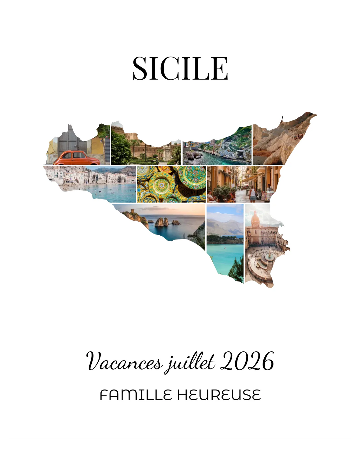 Affiche souvenir vacances personnalisée-Sicile-10 photos