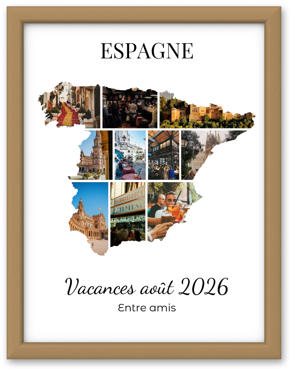 Affiche souvenir vacances personnalisée-Espagne-10 photos