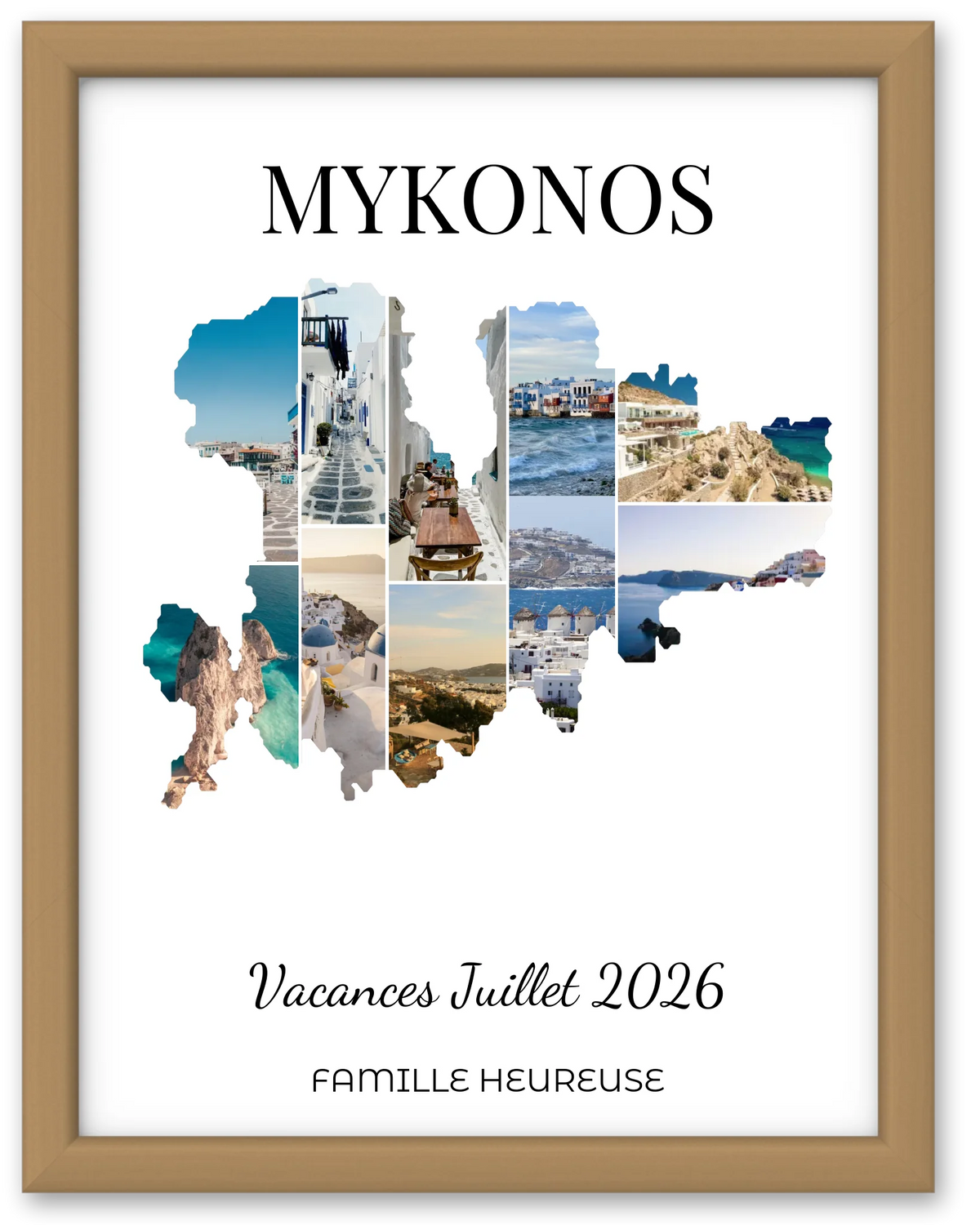 Affiche souvenir vacances personnalisée-Mykonos-10 photos