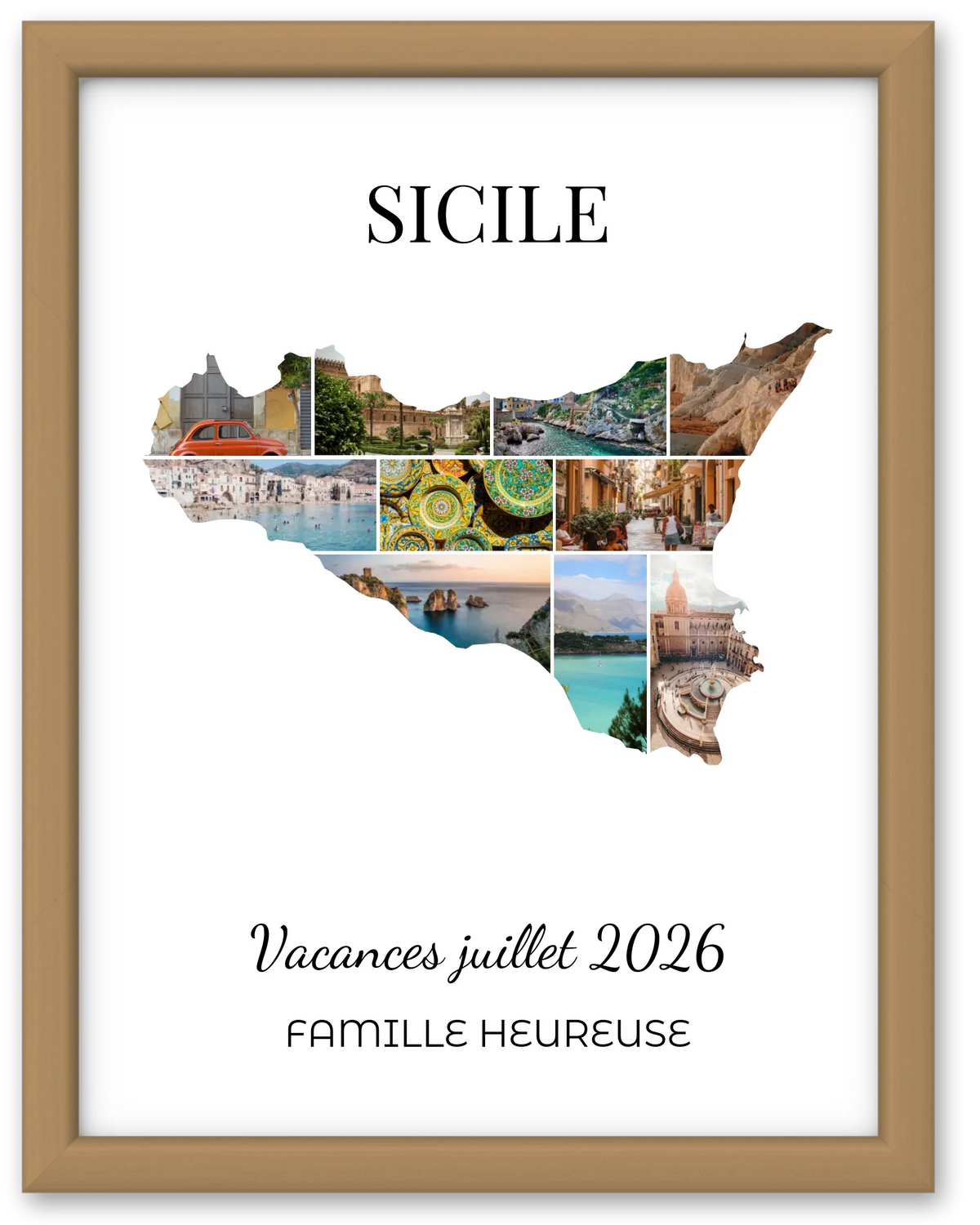 Affiche souvenir vacances personnalisée-Sicile-10 photos
