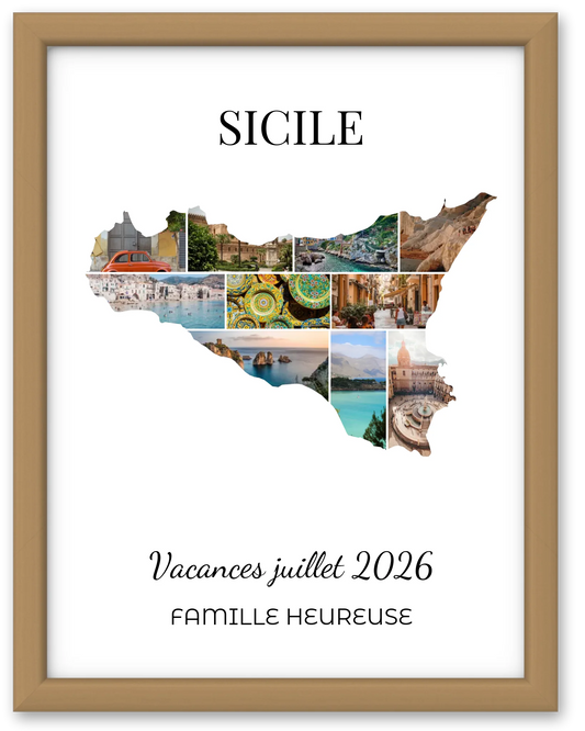 Affiche souvenir vacances personnalisée-Sicile-10 photos
