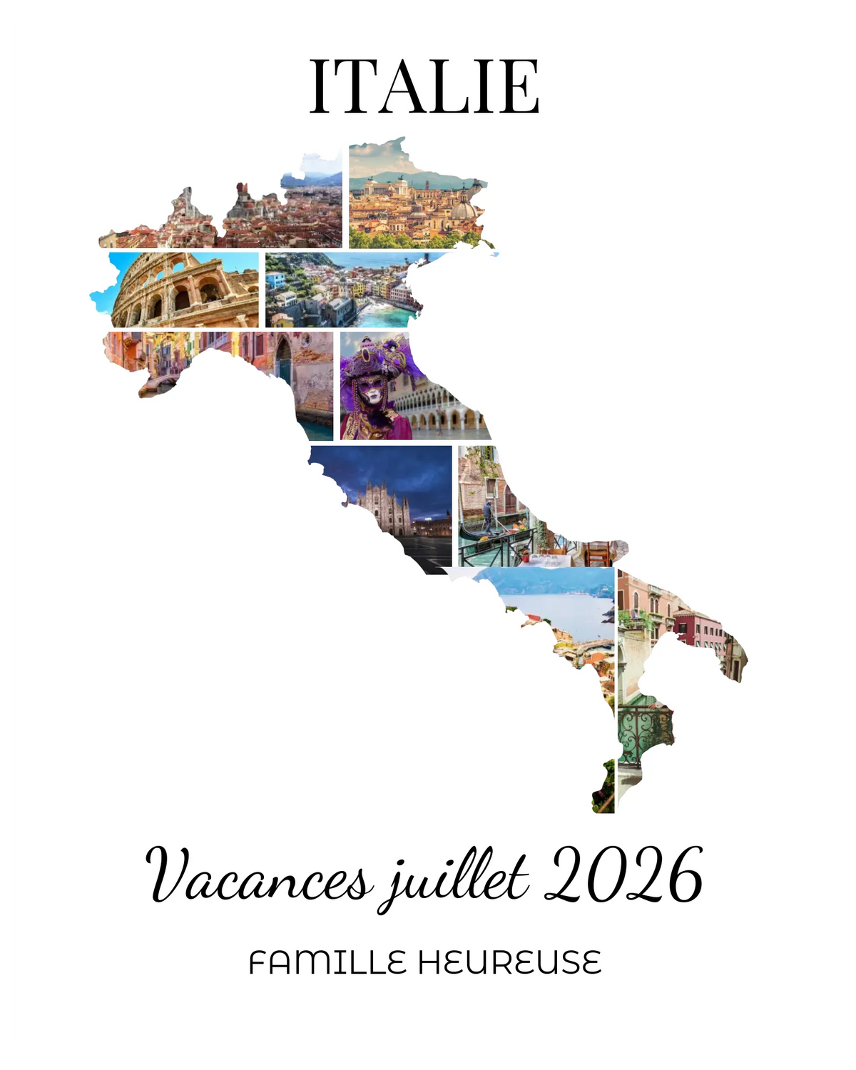 Affiche souvenir vacances personnalisée-Italie-10 photos