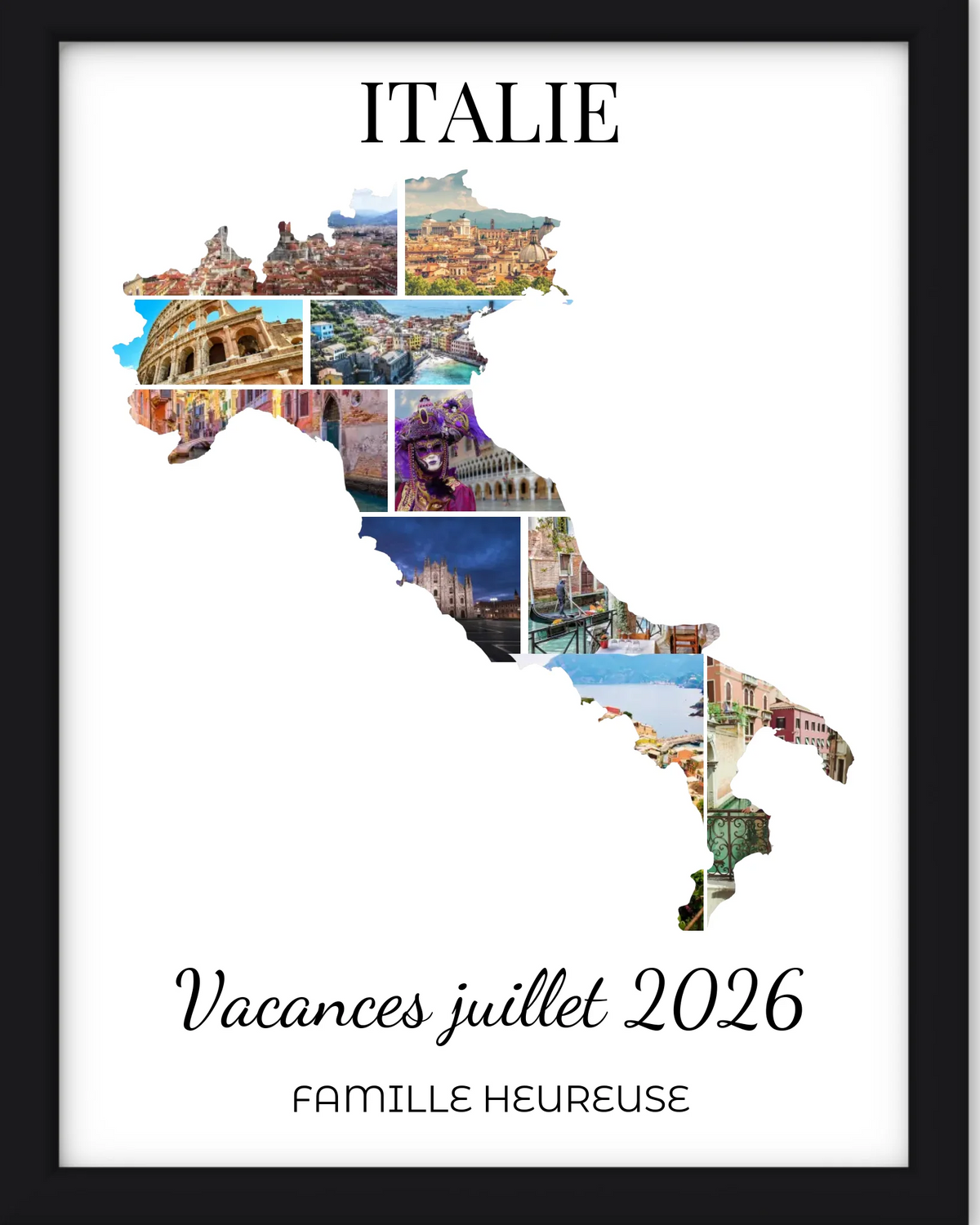 Affiche souvenir vacances personnalisée-Italie-10 photos
