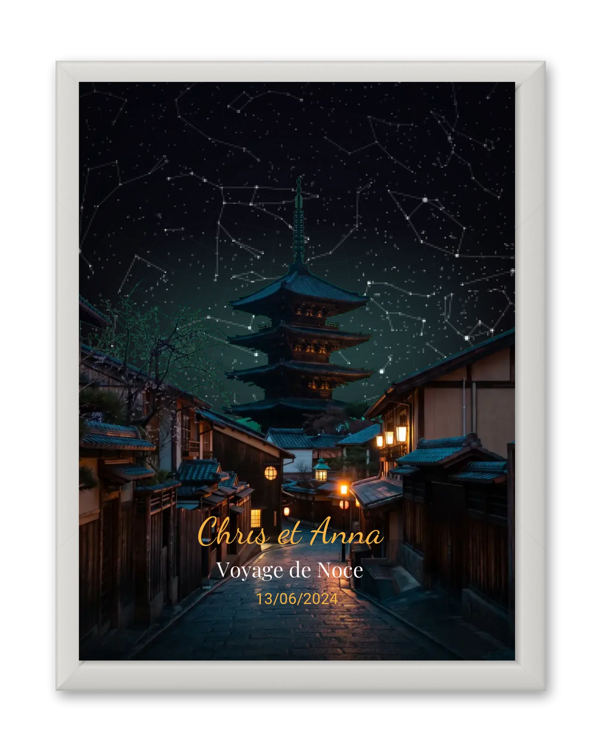 Carte du ciel  étoilé Kyoto personnalisée à votre date
