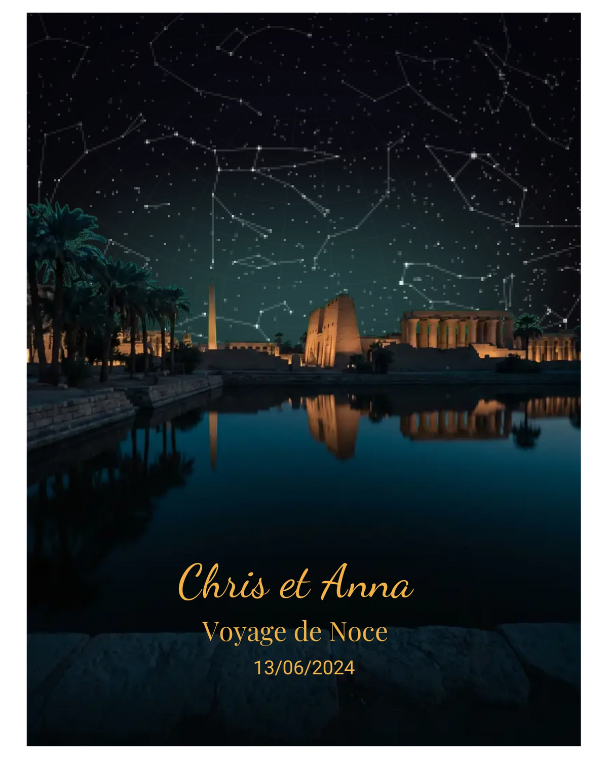 Carte du ciel  étoilé Karnac personnalisée à votre date