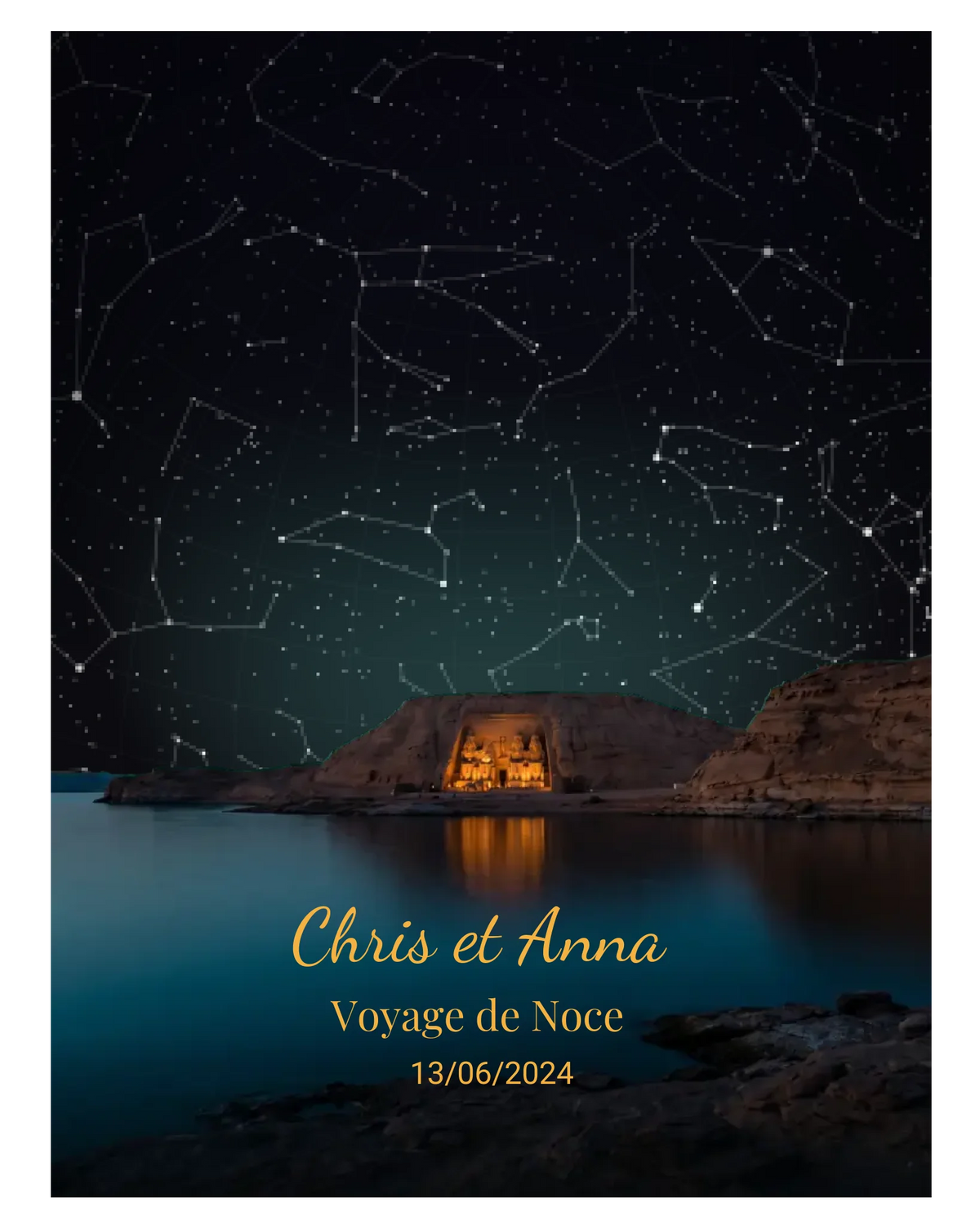 Carte du ciel  étoilé Abu Simbel personnalisée à votre date
