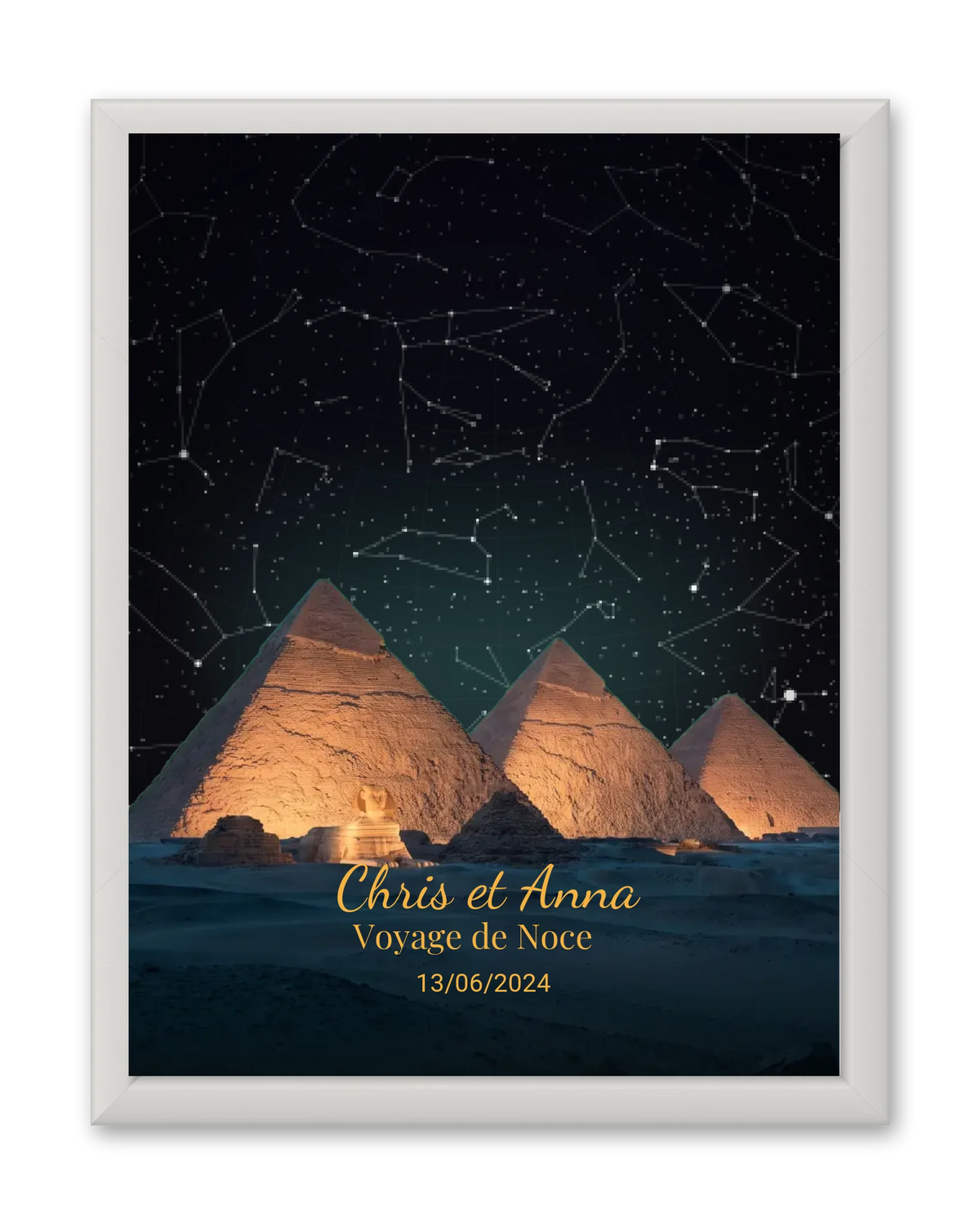 Carte du ciel  étoilé Pyramides personnalisée à votre date