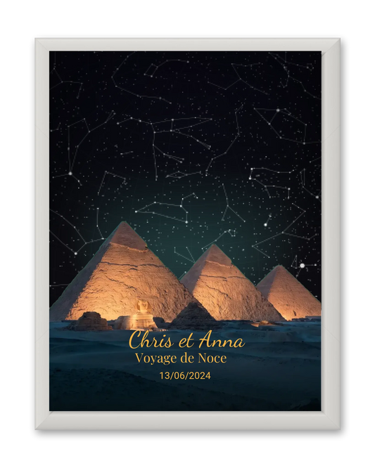 Carte du ciel  étoilé Pyramides personnalisée à votre date
