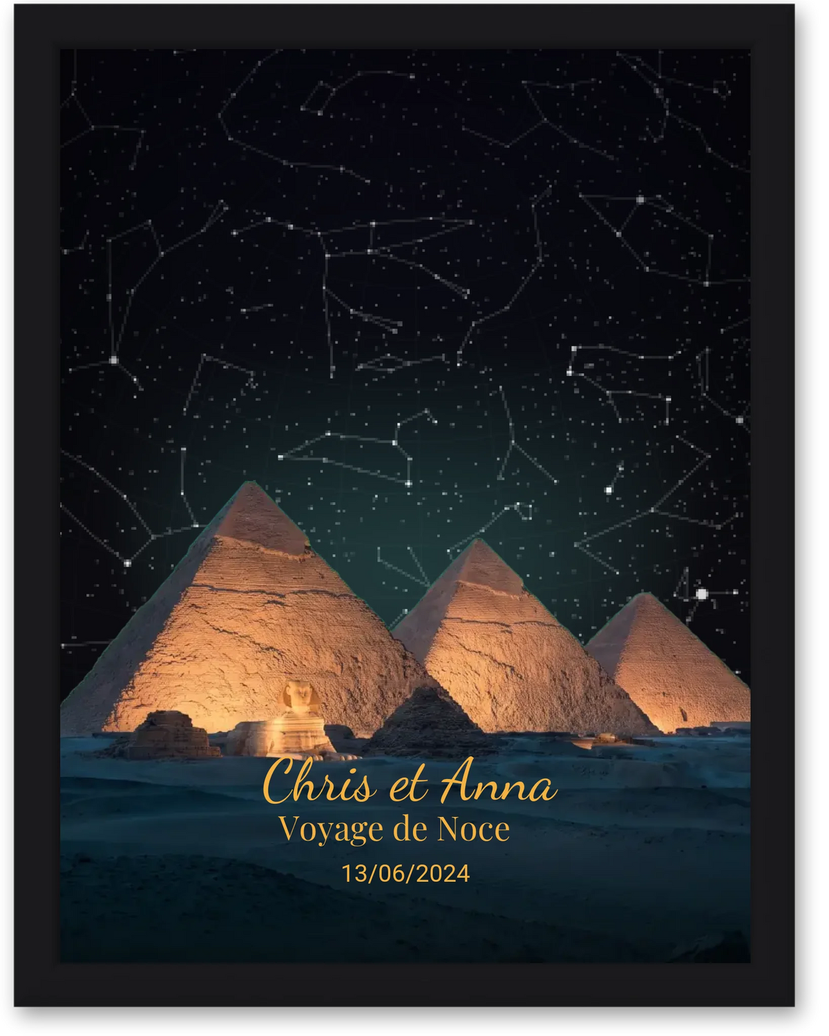 Carte du ciel  étoilé Pyramides personnalisée à votre date