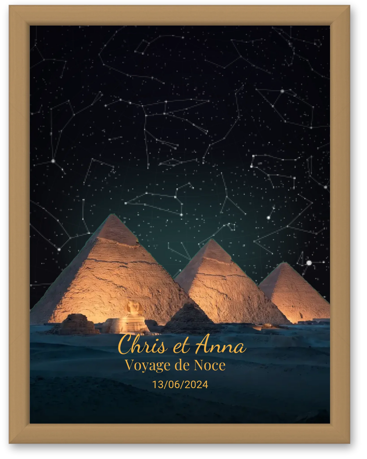 Carte du ciel  étoilé Pyramides personnalisée à votre date