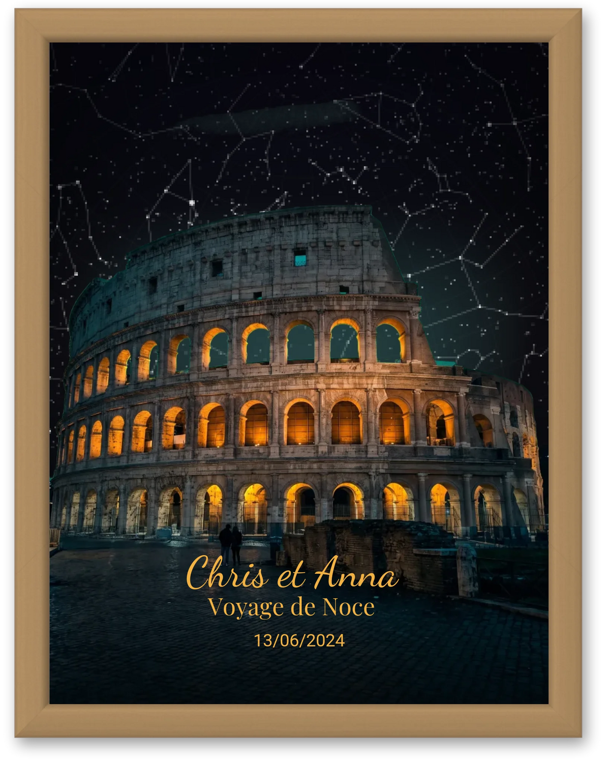 Carte du ciel  étoilé Rome personnalisée à votre date