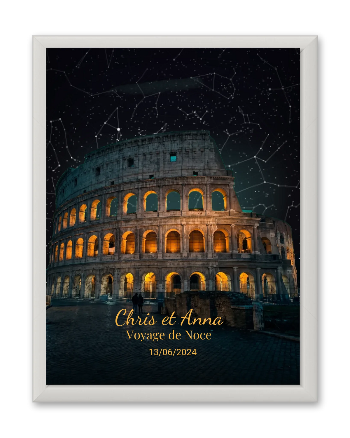 Carte du ciel  étoilé Rome personnalisée à votre date