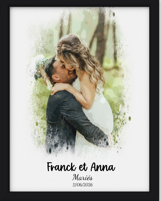 Affiche personnalisée - Votre photo en illustration  style éclat d'aquarelle