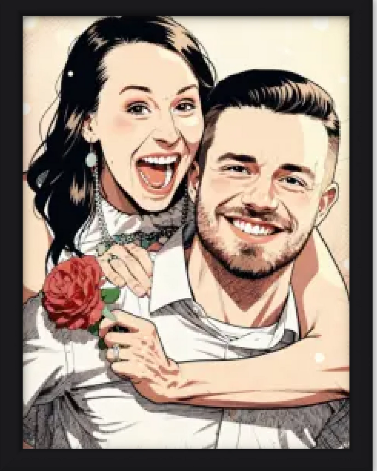 Affiche personnalisée - Votre photo en illustration  style manga romantique