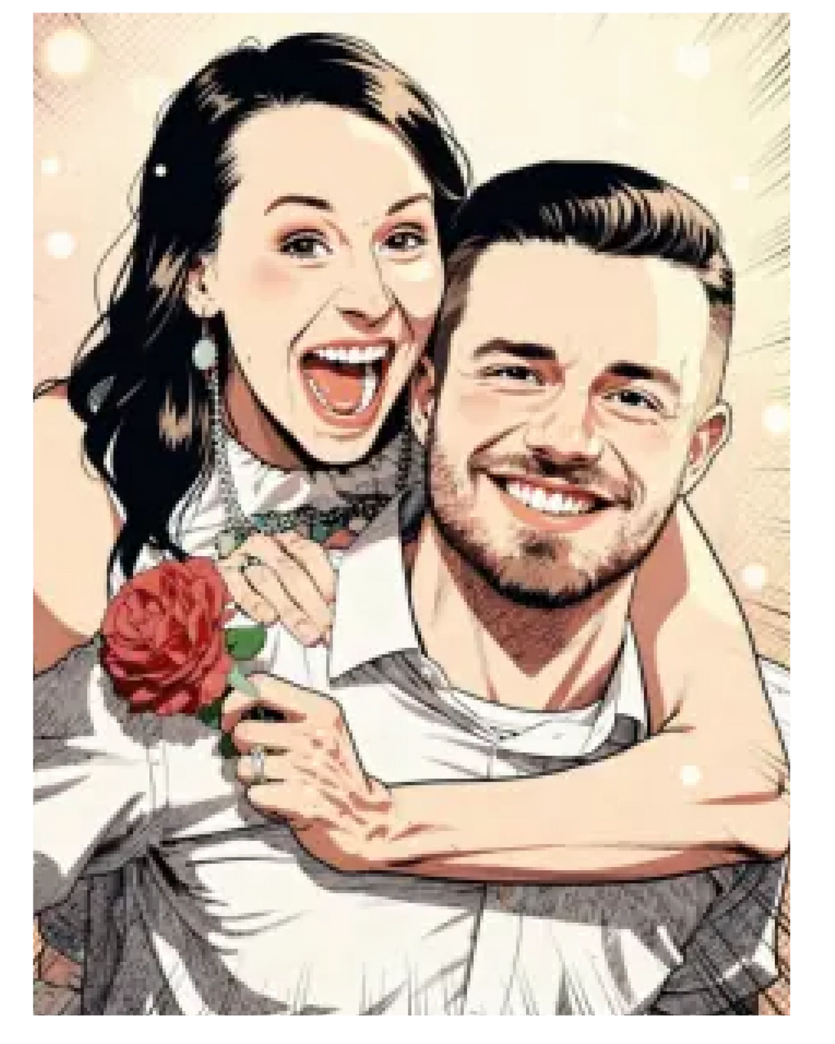 Affiche personnalisée - Votre photo en illustration  style manga romantique