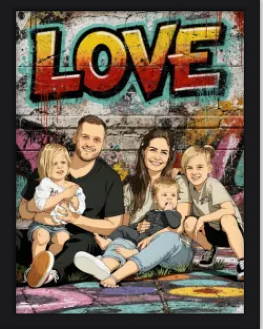 Affiche personnalisée - Votre photo en illustration urbaine style street art  love