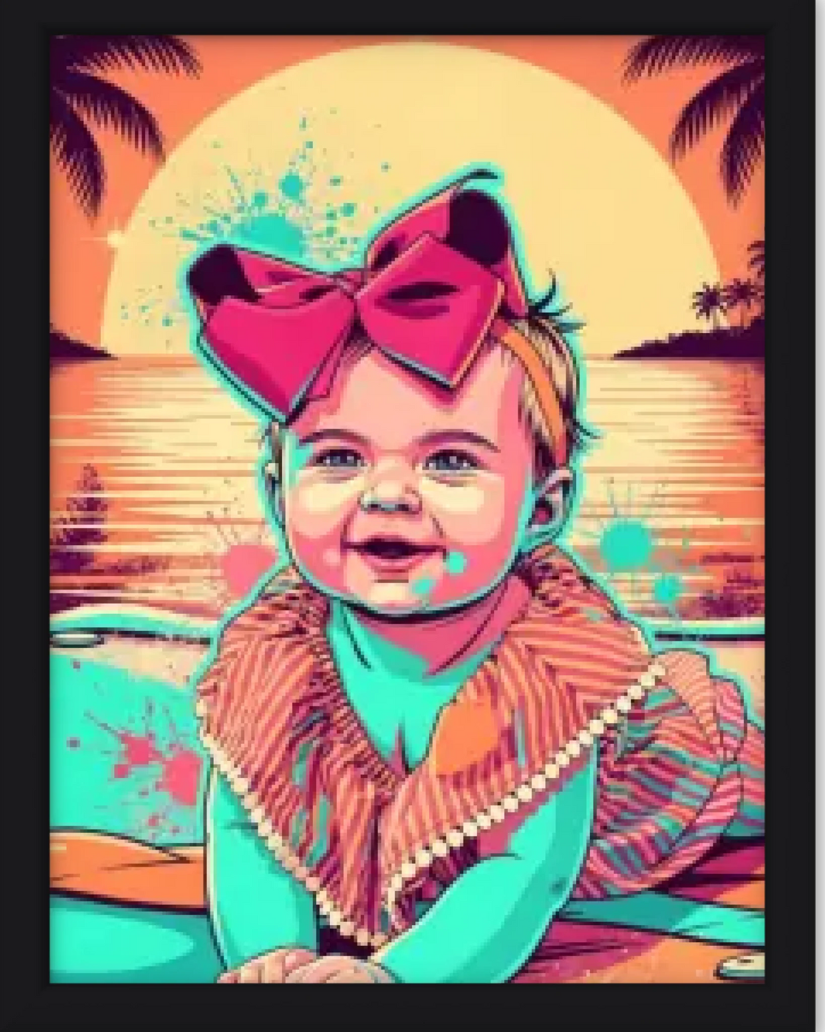 Affiche personnalisée - Votre photo  en illustration urbaine style Miami