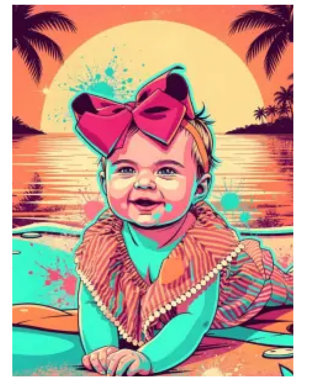 Affiche personnalisée - Votre photo  en illustration urbaine style Miami