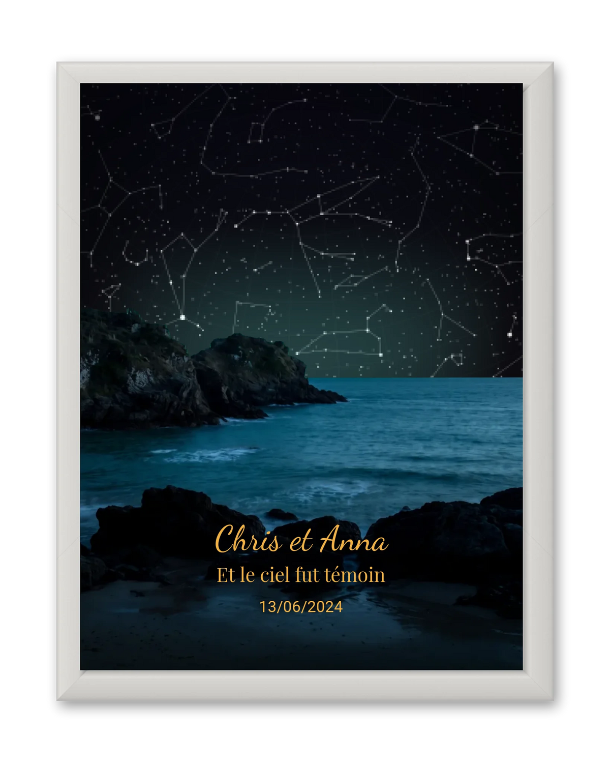 Carte du ciel  étoilé côte rocheuse personnalisée à votre date