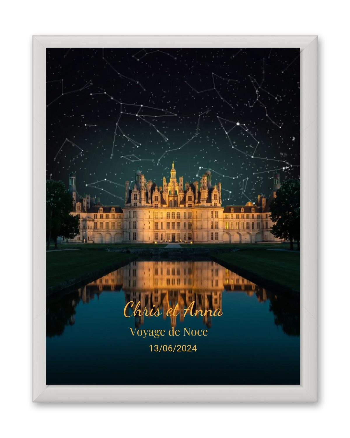 Carte du ciel  étoilé au chateau de Chambord à votre date