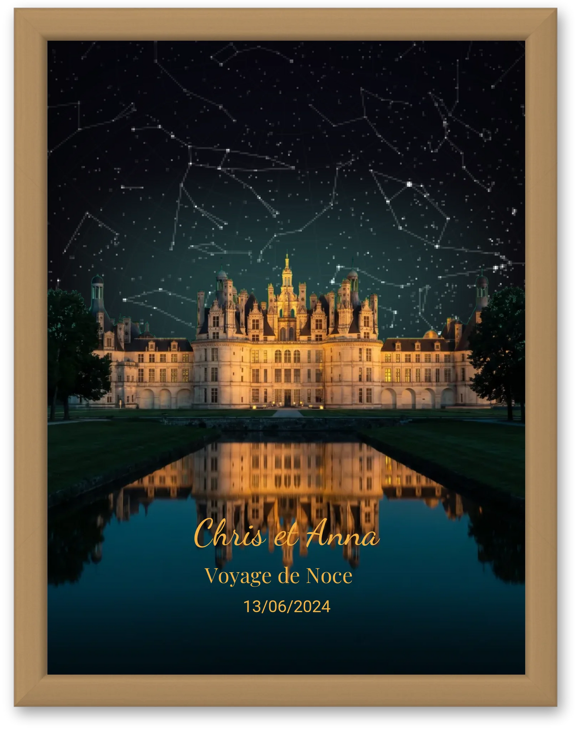 Carte du ciel  étoilé au chateau de Chambord à votre date