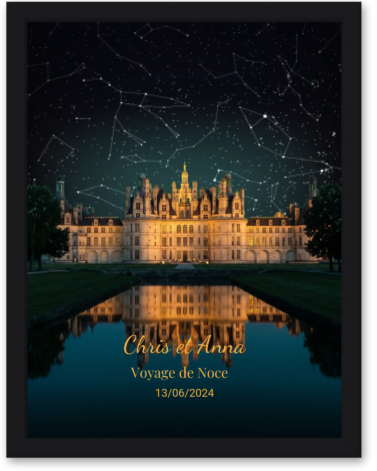 Carte du ciel  étoilé au chateau de Chambord à votre date