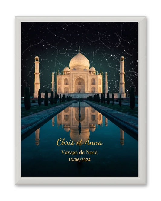Carte du ciel  étoilé au Taj Mahal à votre date