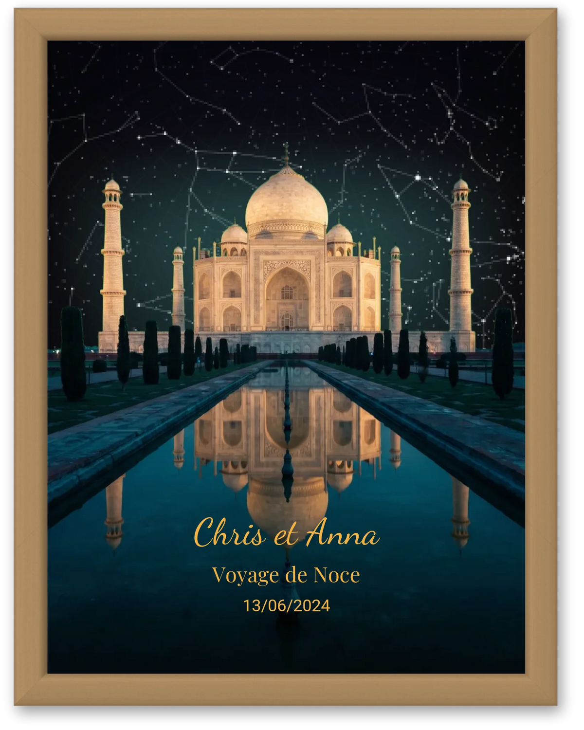 Carte du ciel étoilé au Taj Mahal à votre date