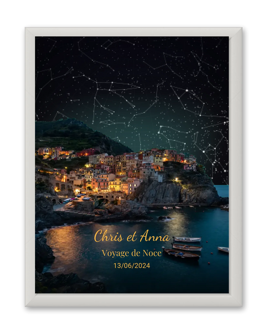 Carte du ciel  étoilé vu des Cinque Terre à votre date