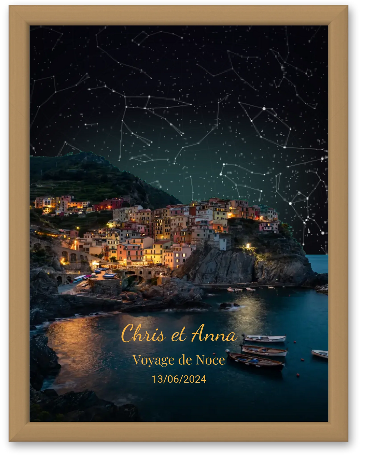 Carte du ciel  étoilé vu des Cinque Terre à votre date