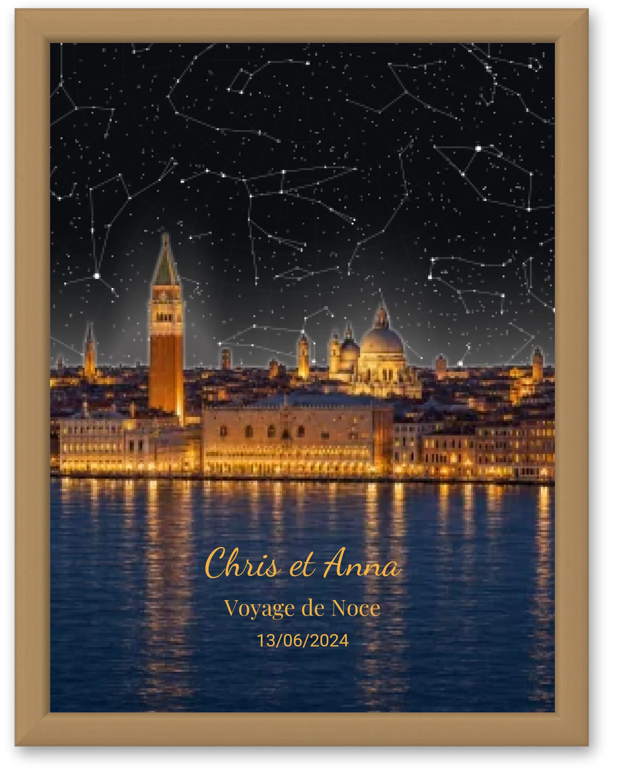 Carte du ciel  étoilé lagune de Venise à votre date