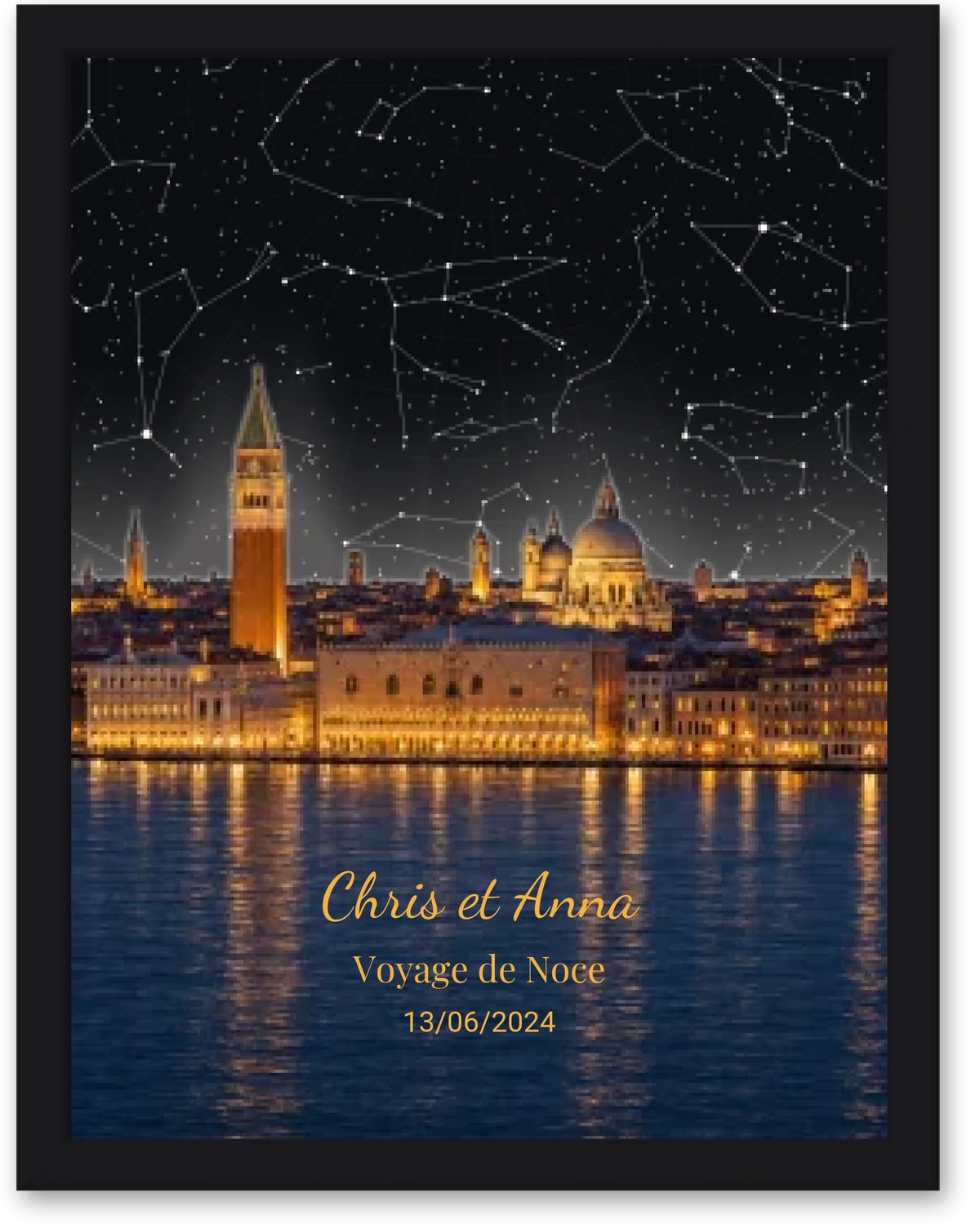 Carte du ciel  étoilé lagune de Venise à votre date