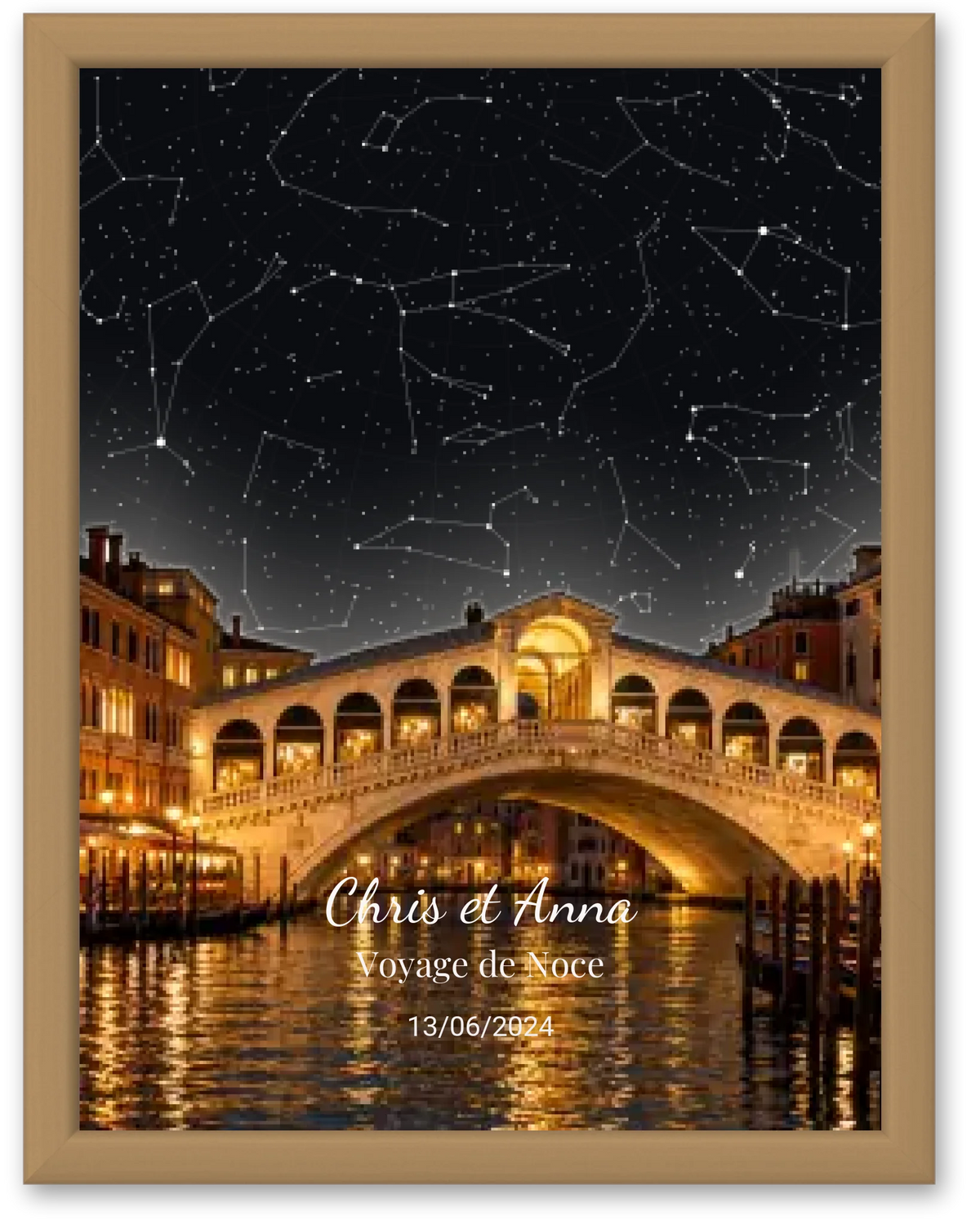 Carte du ciel  étoilé lagune du ponte Rialto à votre date